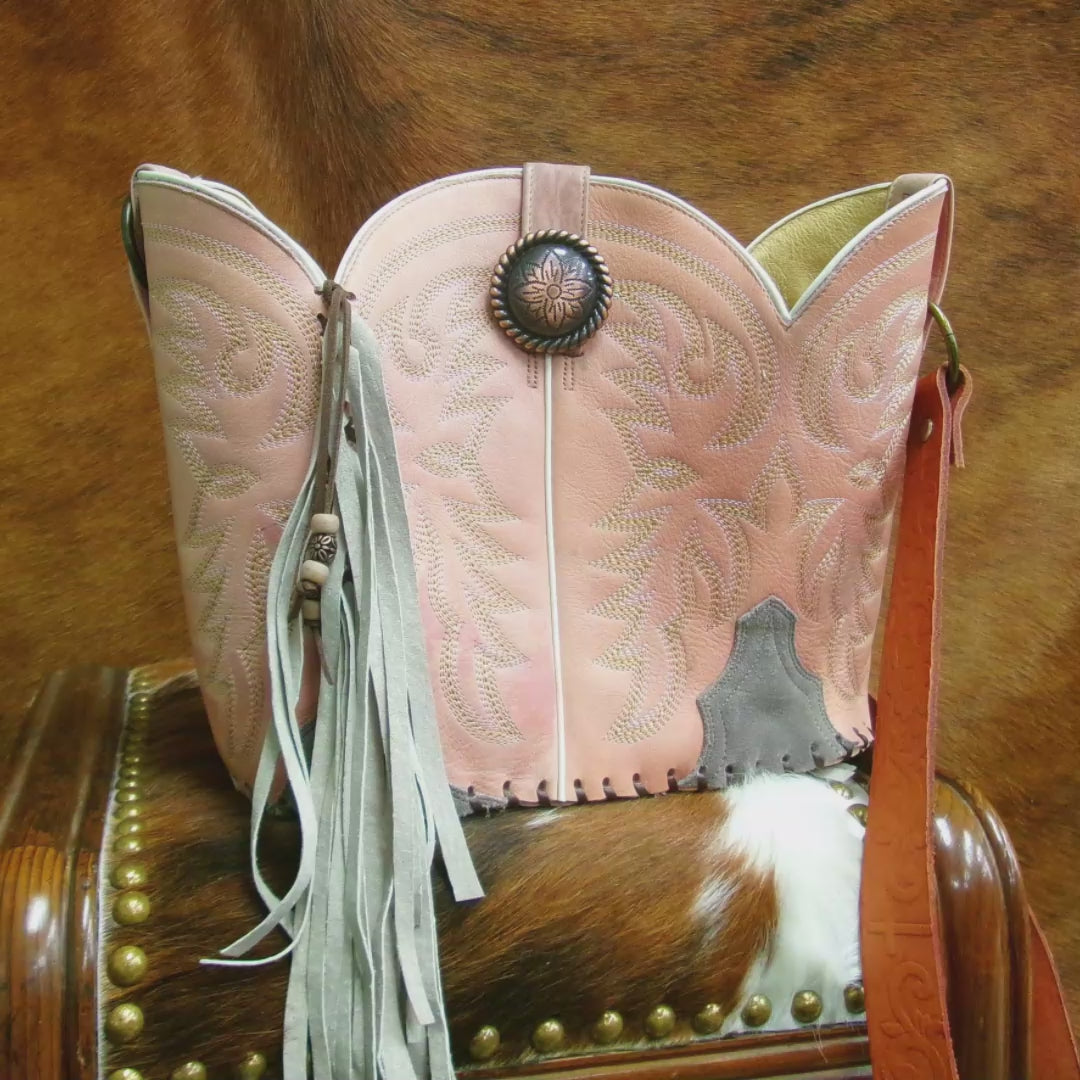 Bucket Bag Cowboy Boot Fringe Purse BK144